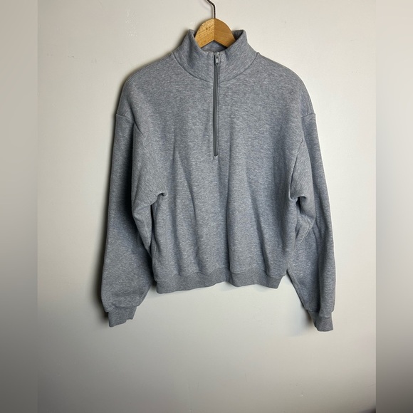 Not for sale Skims Gray Sweatshirt Henley Zip Size L Gray Minimalist Natural - Picture 1 of 12